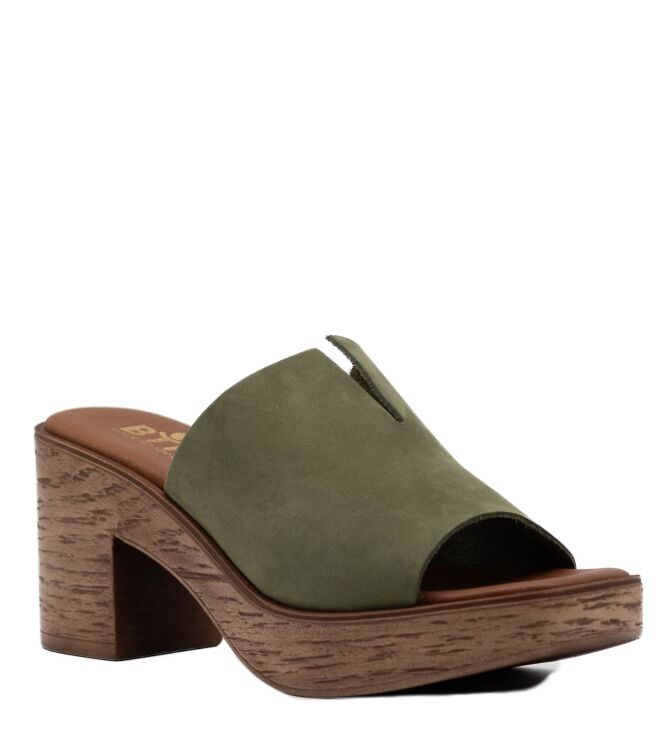 BTMR BTMR dames klopen op hak groen Oliva Dark BTMR Dames Klompen in Groen online kopen