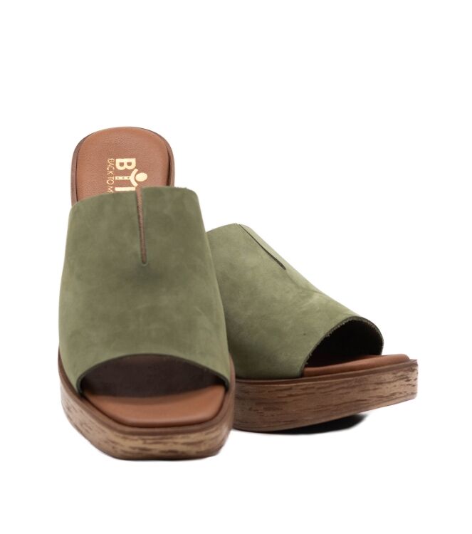 BTMR BTMR dames klopen op hak groen Oliva Dark BTMR Dames Klompen in Groen online kopen