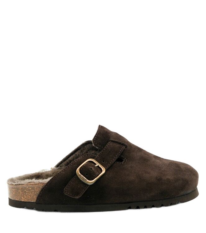 Scholl Scholl dames klompen gevoerd bruin Dk Brown Taupe Scholl Dames Klompen Gevoerd in Bruin online kopen