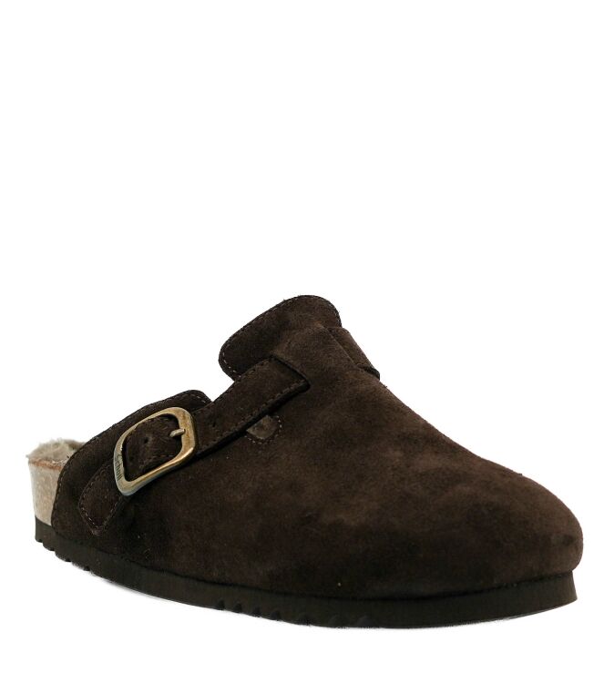 Scholl Scholl dames klompen gevoerd bruin Dk Brown Taupe Scholl Dames Klompen Gevoerd in Bruin online kopen