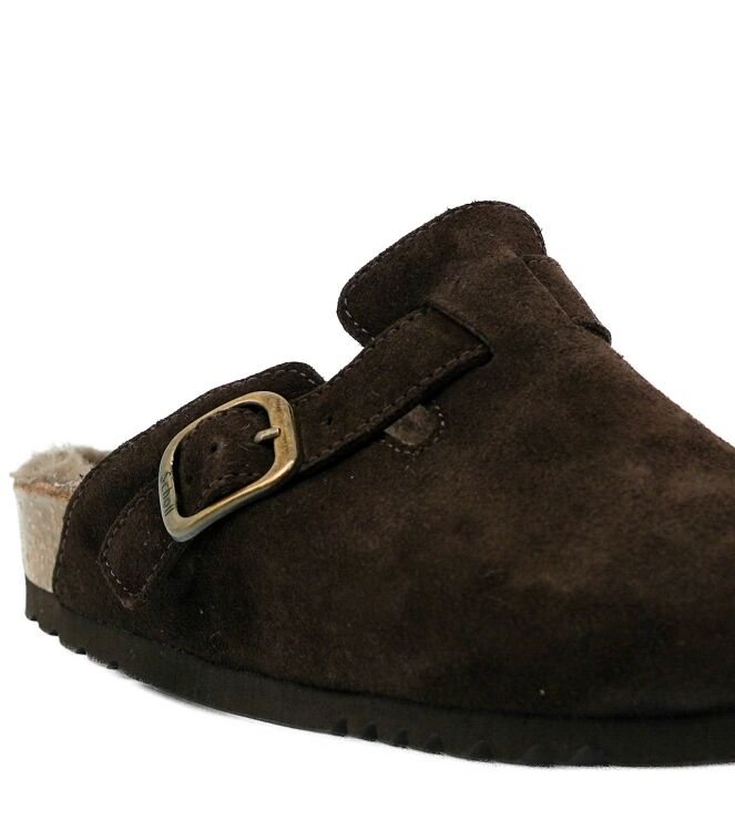 Scholl Scholl dames klompen gevoerd bruin Dk Brown Taupe Scholl Dames Klompen Gevoerd in Bruin online kopen