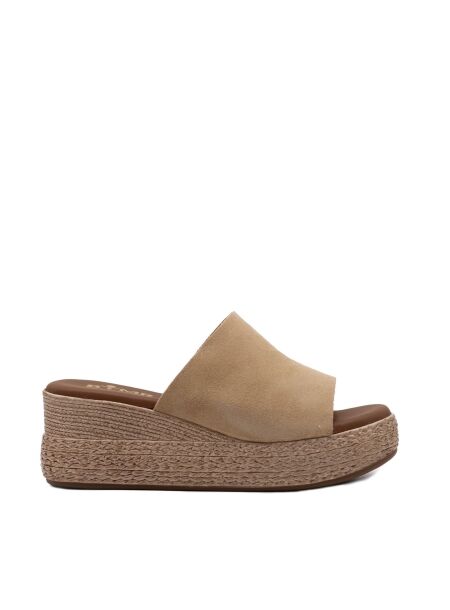 Btmr Dames muilen sleehak beige suede