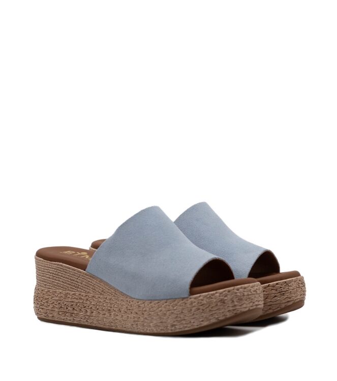 BTMR dames muilen sleehak licht blauw 52 blauw suede/nubuck Direct leverbaar uit de webshop van www.taft.nl/