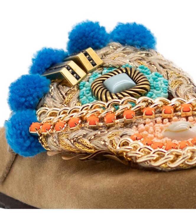 NAN-KU Couture  Dames Muilen Rubberzolen Naturel 