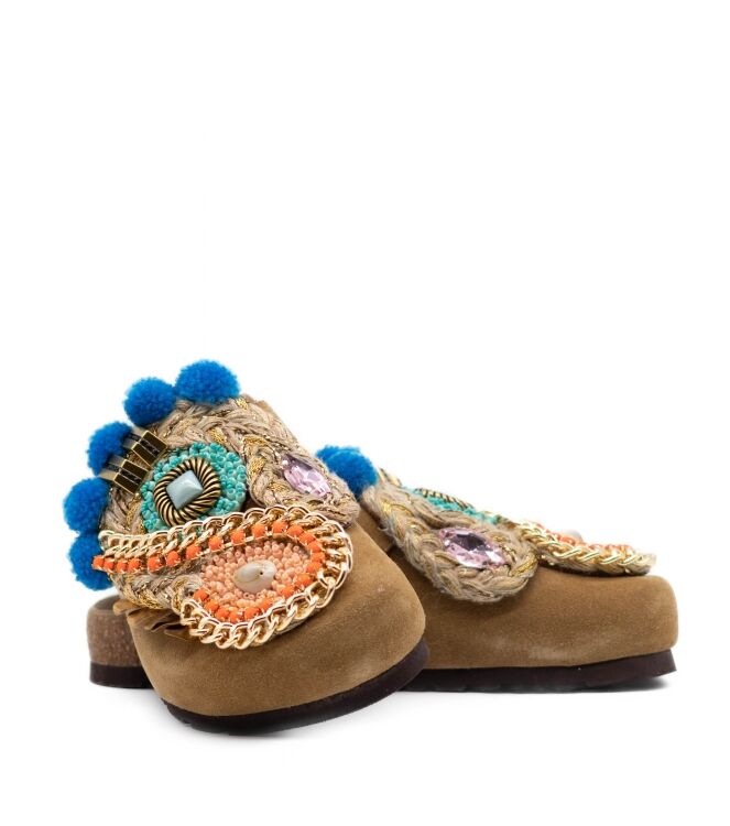 NAN-KU Couture  Dames Muilen Rubberzolen Naturel 