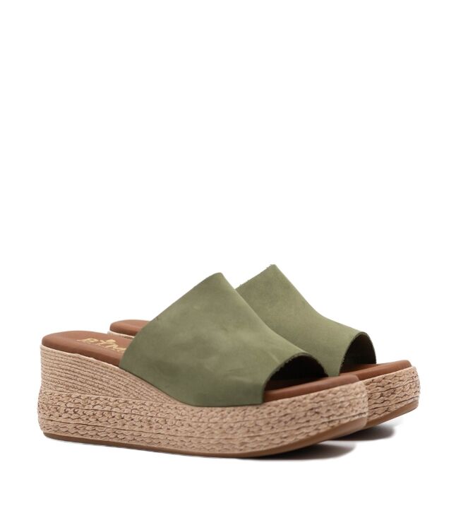BTMR BTMR dames muilen sleehak groen Oliva Dark BTMR Dames Muil in Groen online kopen