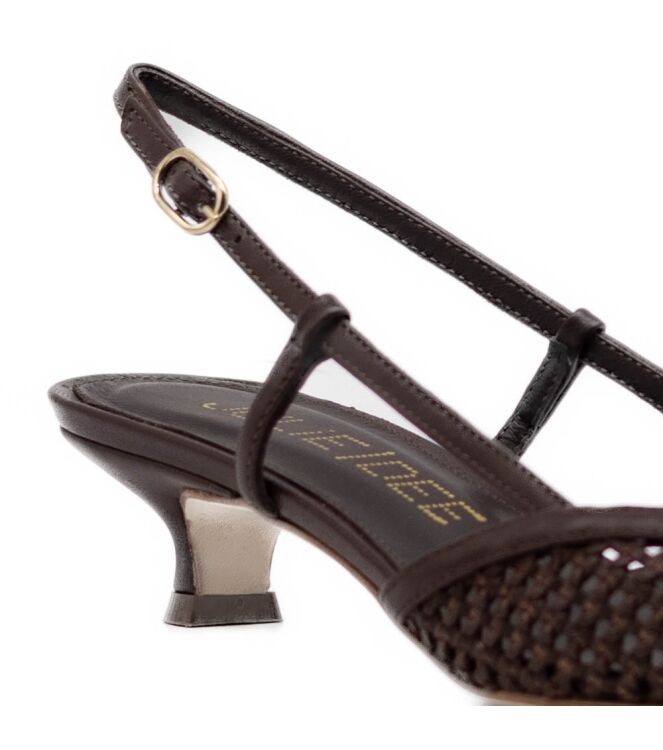 Julie Dee Dames Puntige sling ballerina's met hak in Bruin online kopen 