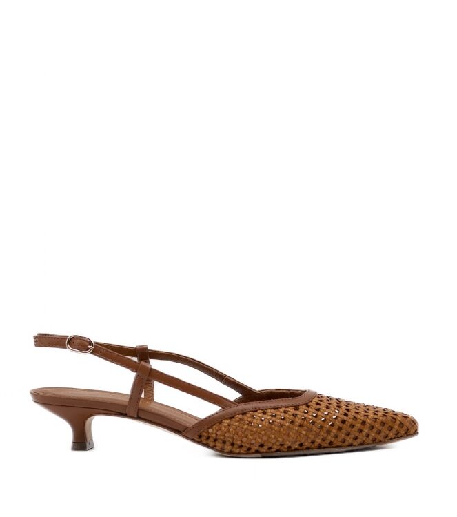 Julie Dee Dames Puntige sling ballerina's met hak in Naturel online kopen 