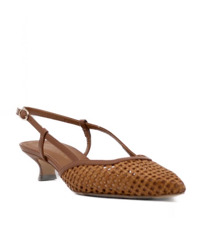 Julie Dee Dames Puntige sling ballerina's met hak in Naturel online kopen 