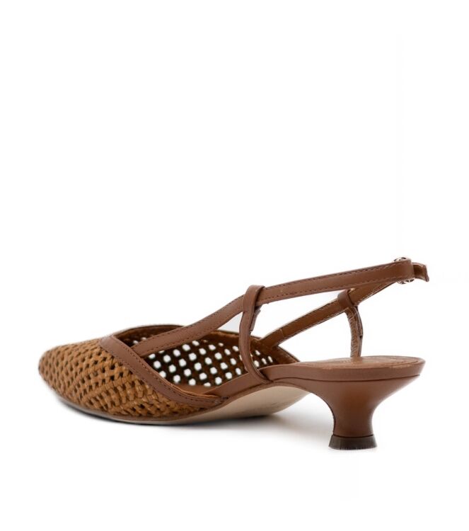 Julie Dee Dames Puntige sling ballerina's met hak in Naturel online kopen 