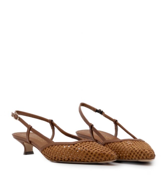 Julie Dee Dames Puntige sling ballerina's met hak in Naturel online kopen 