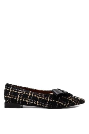 Angel Alarcon dames ballerina´s tweed zwart