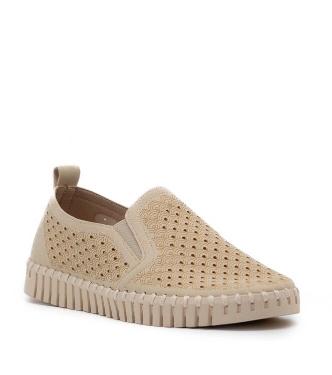 Ilse Jacobsen Ilse Jacobsen dames slip-ons rubberzool beige Kit Pearled Ivory Ilse Jacobsen Dames Ballerina in Beige online kopen