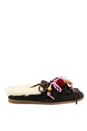 Nokwol dames slip-ons gevoerd bruin