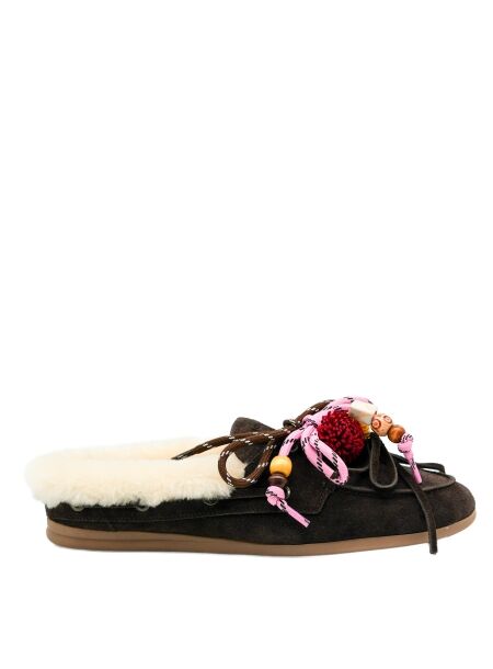 Nokwol  Dames slip-ons gevoerd bruin