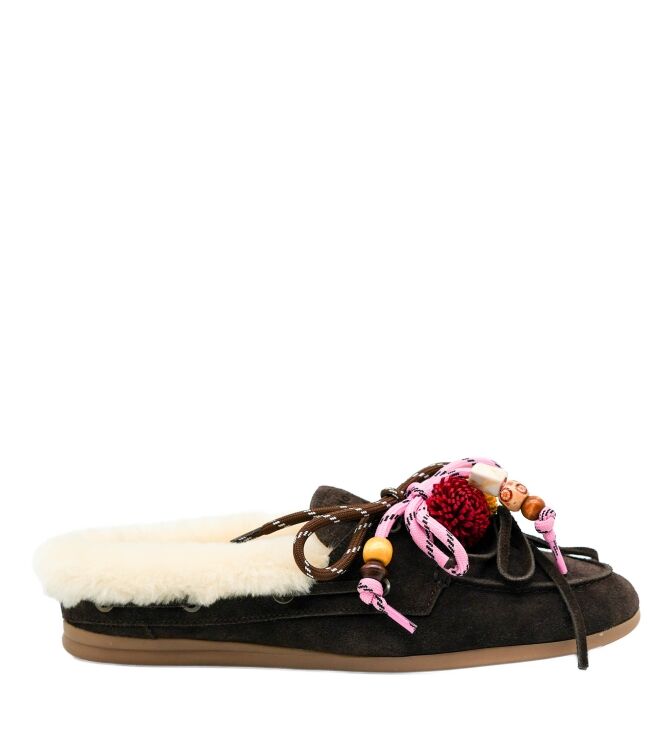 Nokwol Nokwol dames slip-ons gevoerd bruin Brown Suede Nokwol Dames Slip-ons in Bruin online kopen