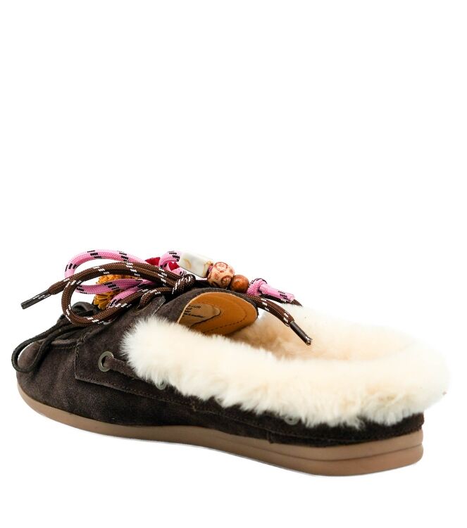Nokwol Nokwol dames slip-ons gevoerd bruin Brown Suede Nokwol Dames Slip-ons in Bruin online kopen