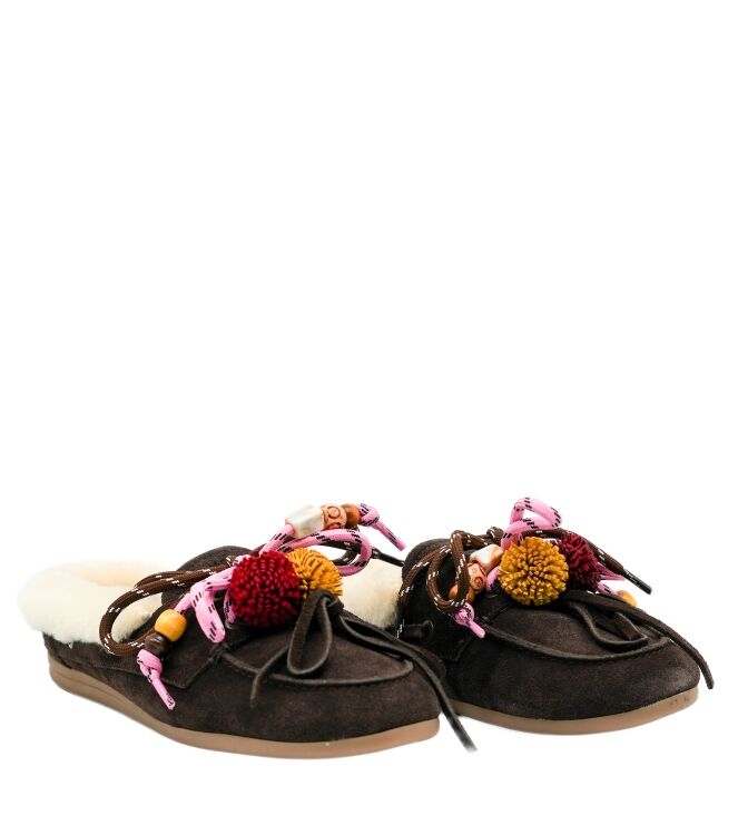 Nokwol Nokwol dames slip-ons gevoerd bruin Brown Suede Nokwol Dames Slip-ons in Bruin online kopen