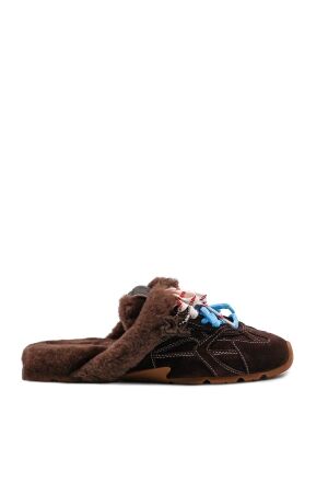 Nokwol dames slip-ons gevoerd bruin