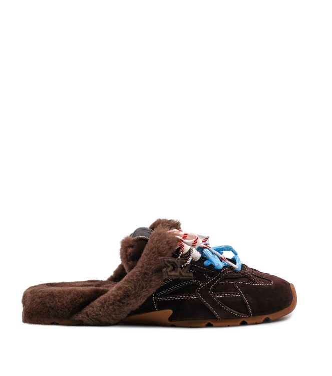 Nokwol Nokwol dames slip-ons gevoerd bruin Brown Suede Nokwol Dames Slip-Ons Gevoerd Bruin