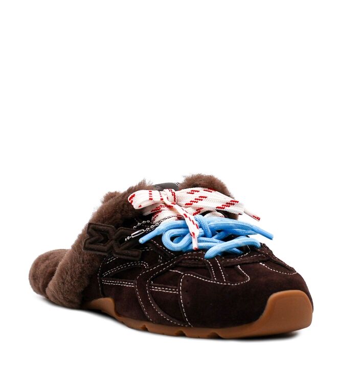 Nokwol Nokwol dames slip-ons gevoerd bruin Brown Suede Nokwol Dames Slip-Ons Gevoerd Bruin