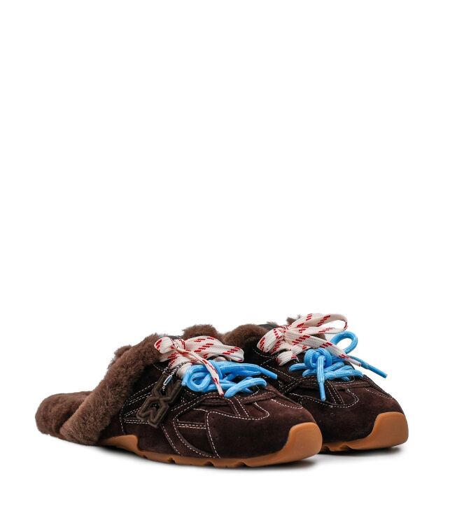 Nokwol Nokwol dames slip-ons gevoerd bruin Brown Suede Nokwol Dames Slip-Ons Gevoerd Bruin