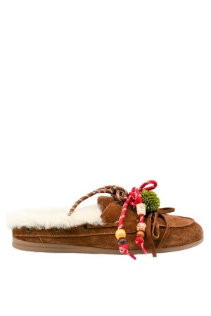 Nokwol dames slip-ons gevoerd tan