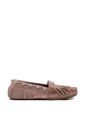 BTMR dames mocassins roze suede studs