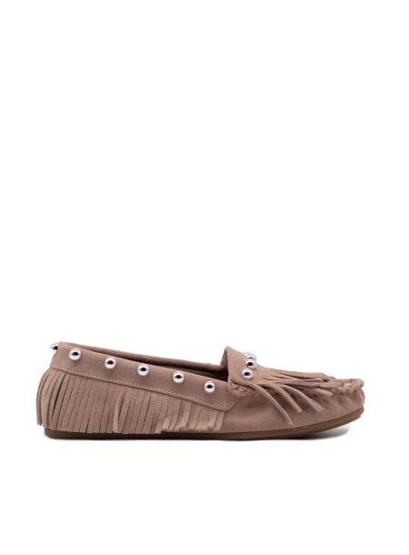 Btmr Dames mocassins roze suede studs