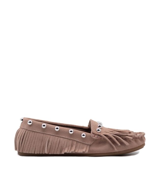BTMR dames mocassins roze suede studs 02 roze Direct leverbaar uit de webshop van www.taft.nl/