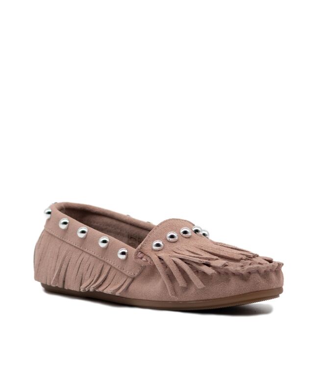 BTMR dames mocassins roze suede studs 02 roze Direct leverbaar uit de webshop van www.taft.nl/