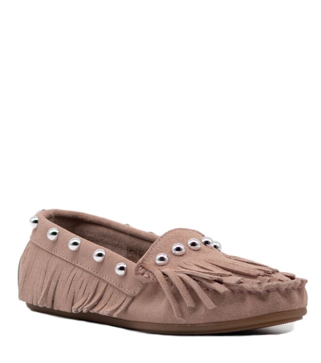 BTMR dames mocassins roze suede studs 02 roze Direct leverbaar uit de webshop van www.taft.nl/