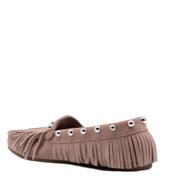 BTMR dames mocassins roze suede studs 02 roze Direct leverbaar uit de webshop van www.taft.nl/