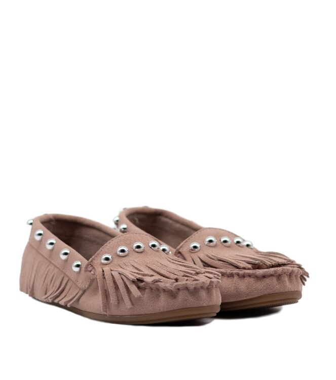 BTMR dames mocassins roze suede studs 02 roze Direct leverbaar uit de webshop van www.taft.nl/