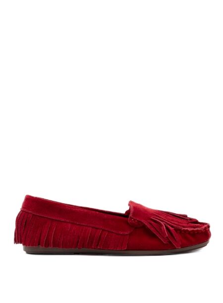 Btmr Dames mocassins rood suede