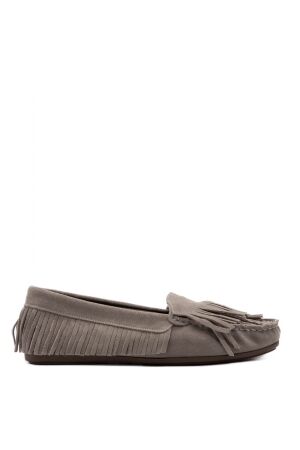 BTMR dames mocassins grijs suede