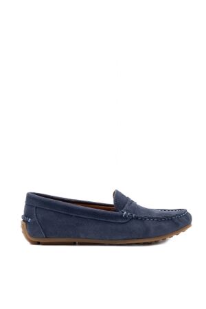 Belang dames mocassins blauw suede