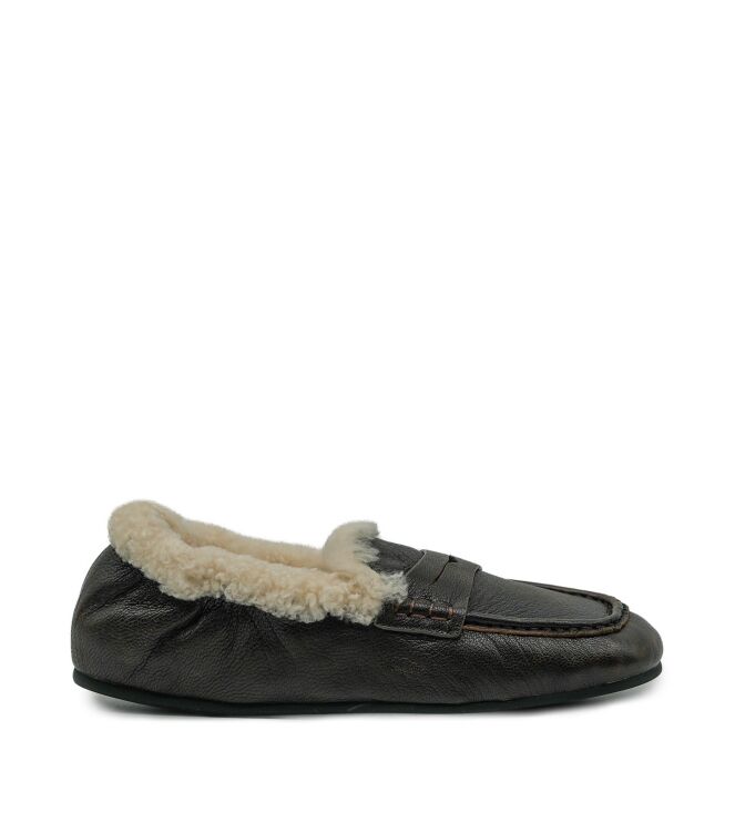 Miss Olivia Miss Olivia dames mocassins gevoerd bruin Asportabile Taupe Miss Olivia Dames Mocassins in Bruin online kopen