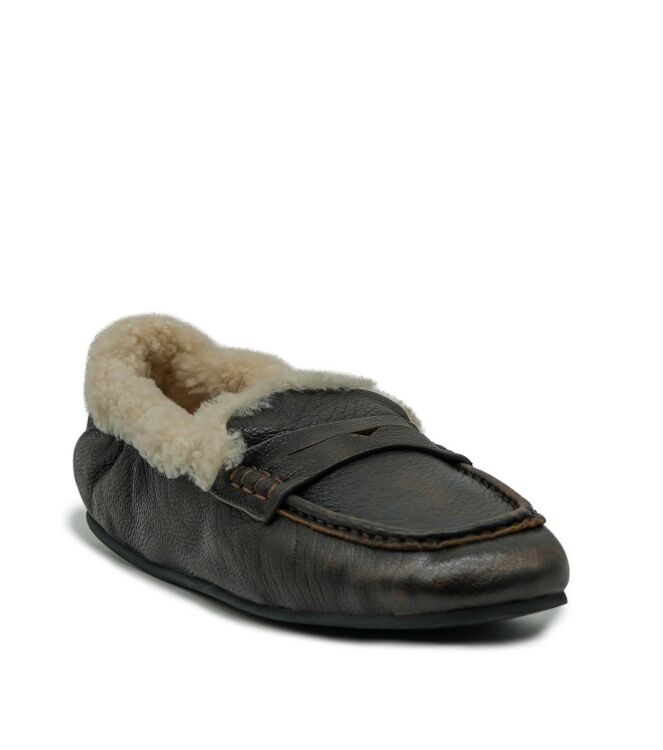 Miss Olivia Miss Olivia dames mocassins gevoerd bruin Asportabile Taupe Miss Olivia Dames Mocassins in Bruin online kopen