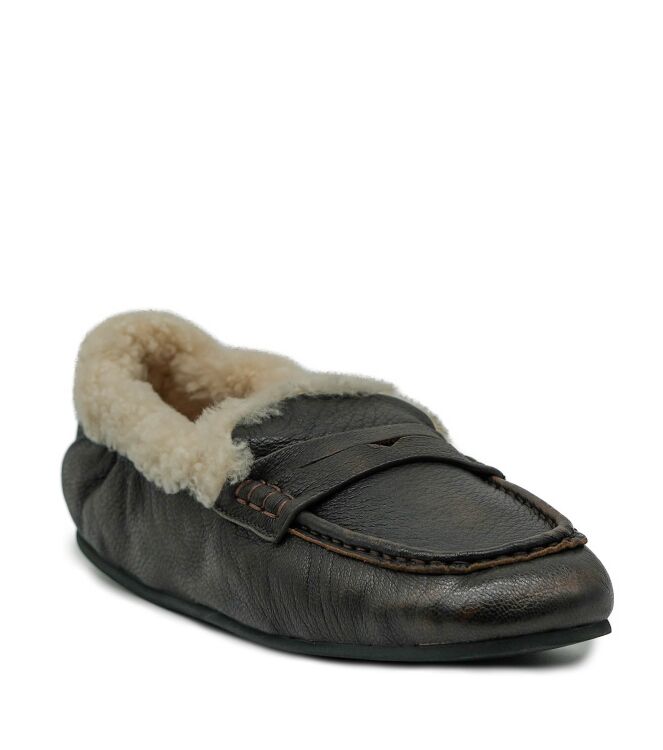 Miss Olivia Miss Olivia dames mocassins gevoerd bruin Asportabile Taupe Miss Olivia Dames Mocassins in Bruin online kopen