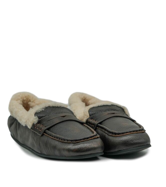 Miss Olivia Miss Olivia dames mocassins gevoerd bruin Asportabile Taupe Miss Olivia Dames Mocassins in Bruin online kopen