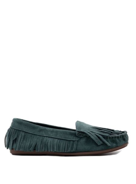 Btmr Dames mocassins groen suede