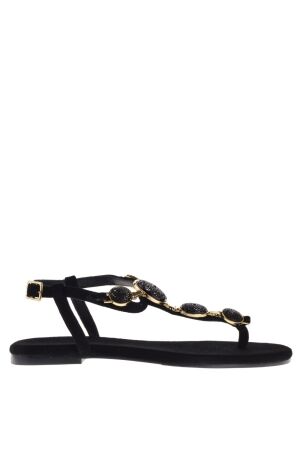 Tube dames sandalen zwart suede