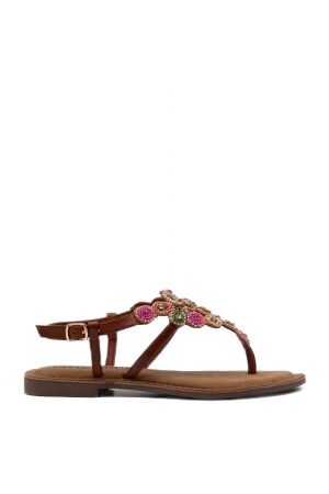 Lazamani dames sandalen rubberzolen bruin