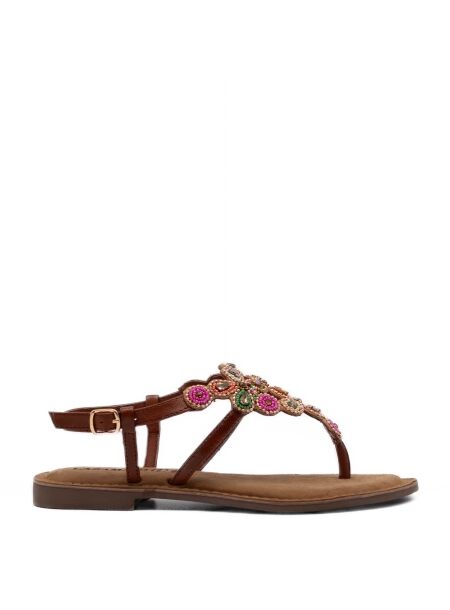 Lazamani Dames sandalen rubberzolen bruin