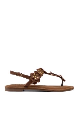 Lazamani dames sandalen rubberzolen bruin