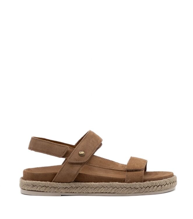 Panama Jack Panama Jack dames sandalen rubberzolen bruin Velour Cuero/Bark Panama Jack Dames Sandaal in Naturel online kopen