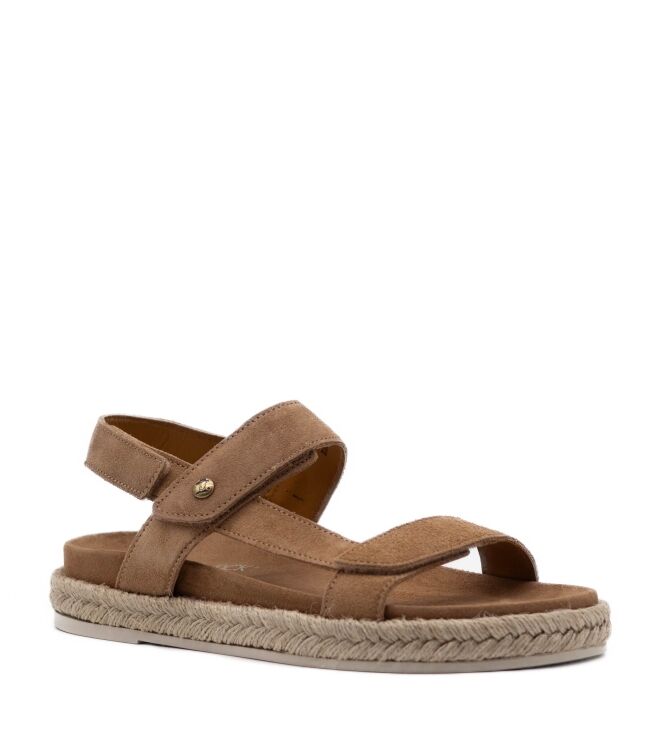 Panama Jack Panama Jack dames sandalen rubberzolen bruin Velour Cuero/Bark Panama Jack Dames Sandaal in Naturel online kopen