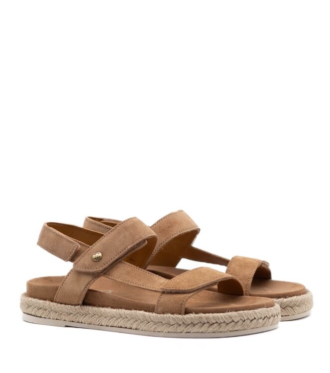 Panama Jack Panama Jack dames sandalen rubberzolen bruin Velour Cuero/Bark Panama Jack Dames Sandaal in Naturel online kopen