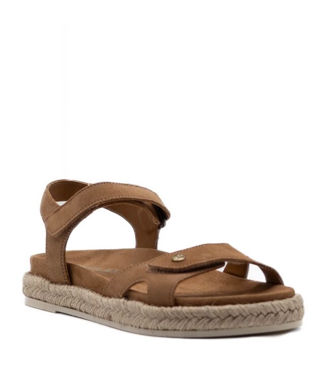 Panama Jack Panama Jack dames sandalen rubberzolen natur Velour Cuero/Bark Panama Jack Dames Sandaal in Naturel online kopen